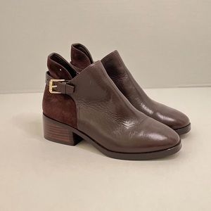 Cole Haan booties. NWOT. Brown leather & suede. Size 6.5.